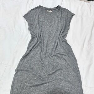 Madewell Grey Casual Midi Shift V-Neck Dress